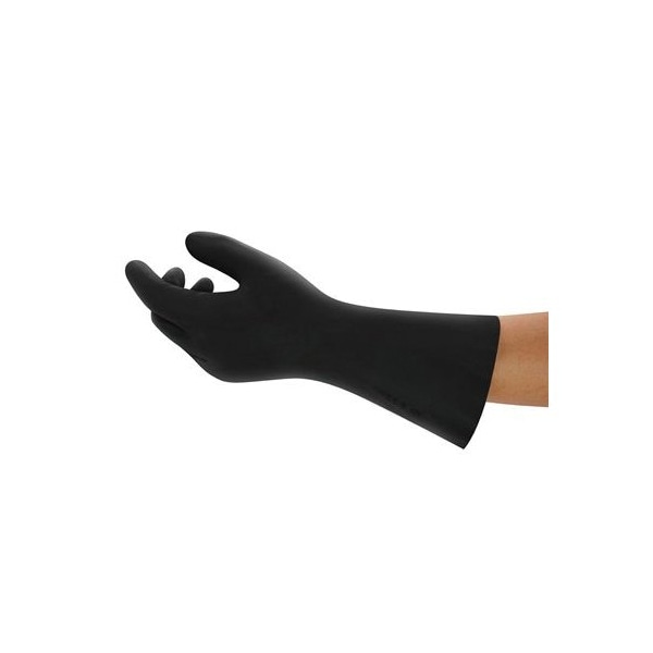 Chemical Resistant Gloves 29-865, Size 9, Neoprene, Black, Flock Lining, 13 In L, 18 Mil, 144PK